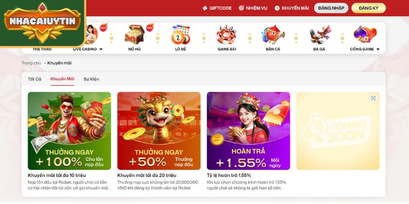 Chương trình khuyến mãi Ricbet nhiều vô kể