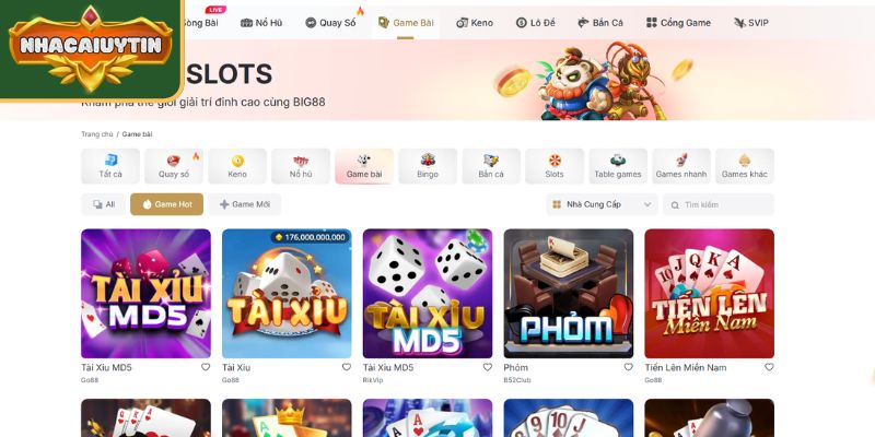 Big88 nằm trong top 7 nhà cái Tài Xỉu uy tín